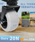 Close-up of 9in sand wheel of 260L Heavy Duty Collapsible Beach Wagon With 9in Sand Wheels And Rear Tailgate on sand