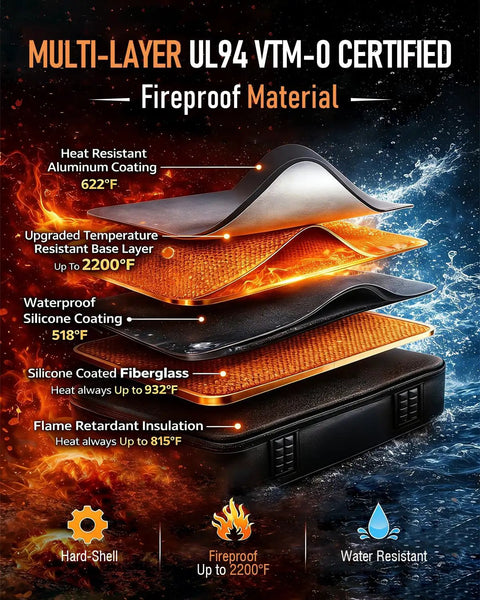 Built Tough Fireproof And Waterproof Document Safe Box With Lock For Papers Laptops And Passports, multi-layer protection detail
