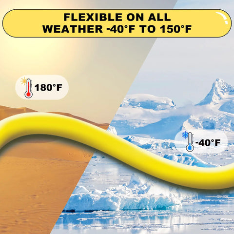 Heavy Duty 1/2 Inch By 50 Foot Hybrid Air Compressor Hose With 1/2 In Mnpt Ends And Bend Restrictors Built Tough for all weather flexibility -40°F to 180°F.