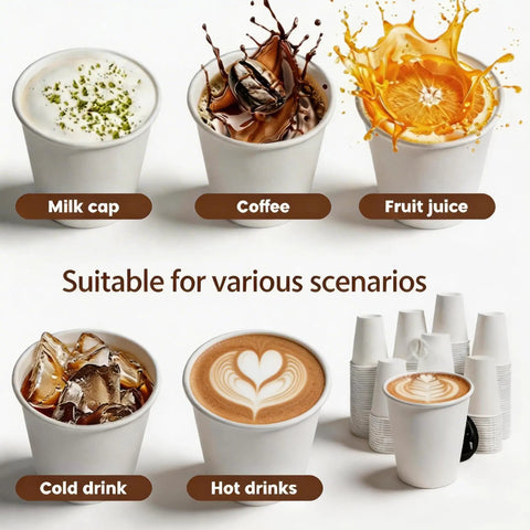 8 Oz Disposable Paper Coffee Cups, 100 Count, Leakproof White Cups For Hot Or Cold Drinks, Perfect for coffee and juice