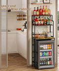 Three Tier Mini Fridge Stand With Heavy Duty Wood And Metal Platforms For Kitchen Dorm Organization Straight Up Rock Solid Base elevating beverages.