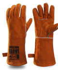 Heavy Duty Heat Resistant Leather Welding Gloves With Fireproof Stitching for Welders Fireplace BBQ and Gardening Durable