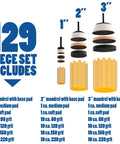 Peachtree Gold Bowl Sanding Mandrel Kit For Curved And Flat Surfaces With Round Sanding Discs 129 Piece Woodworking Tool Set including mandrels and pads