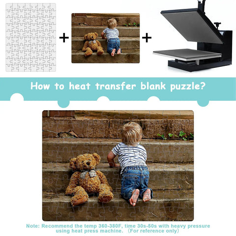 Image showing Six Pack Sublimation Blank Jigsaw Puzzles White A5 Size, 80 Pieces Each, DIY Transfer Friendly with heat press process.