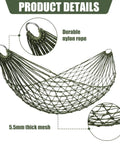 Close-up of Pine Green mesh detail for 4 Pack Mesh Hammocks Set For Outdoor Chill Pine Green Nylon Hammocks 98.4 x 31.5 Inches