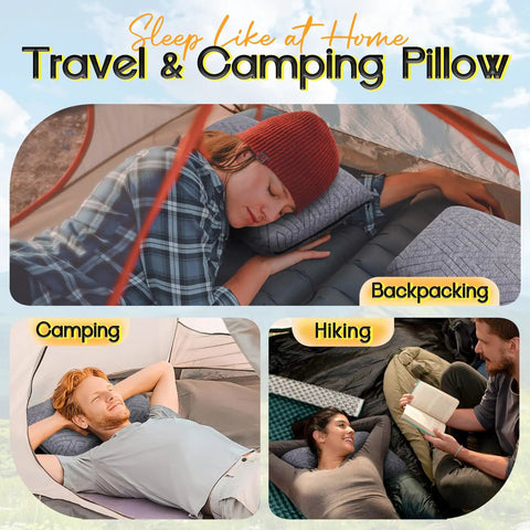 People using Go To Travel Pillow For Sleeping On The Go Memory Foam Small Pillow With Breathable Cover For Camping Backpacking