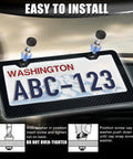 Slick Pure Carbon Fiber License Plate Frame For Cars Featuring Ultra Smooth Polished Surface and bolt-on secure mounting for easy installation.