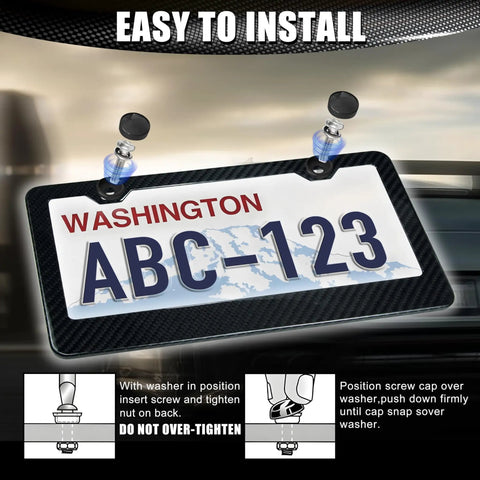 Slick Pure Carbon Fiber License Plate Frame For Cars Featuring Ultra Smooth Polished Surface and bolt-on secure mounting for easy installation.