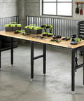 Beefy 4000 Lb Capacity Adjustable Workbench With Power Outlet And Pegboard, Heavy Duty Steel Frame, 96X24 Inch Rubber Wood Top