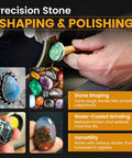Cabbing Machine for Gemstone Polishing and Cabochon Making, 8-Inch Diamond Wheel Lapidary Tool With LED Lamp shown with stones.