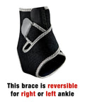 Two Strap Adjustable Ankle Support With Moderate Compression For Pain Relief And Injury Recovery, All Day Comfort So You Stay Active, Fits Left Or Right Ankle, One Size, Black shown with straps