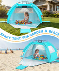 All In One Baby Beach Tent With Solar Powered Cooling Fan UPF 50 UV Protection Portable Sun Shade Canopy Shelter for infants in garden