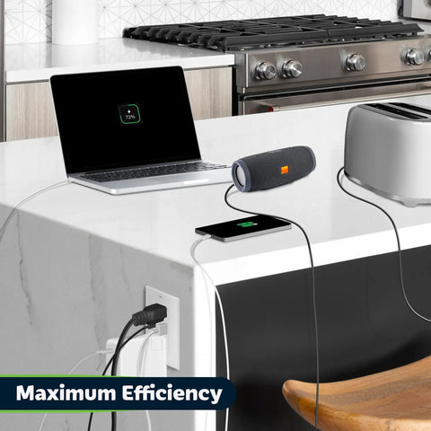 USB Outlet With Type A And Type C USB Ports, 5.8A Total Output, 15 Amp Tamper-Resistant Wall Receptacle in kitchen
