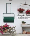 24 Inch Tow Behind Lawn Roller With 13 Gallon Water Or Sand Fill U Shaped Handle Easy Push Or Pull Setup for wall storage