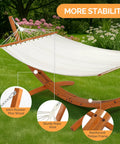 Wood Arc Hammock Stand With Double Hammock For Outdoor Use Natural Wooden Frame Supports Up To 330 Lbs 14 Feet Long
