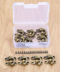 Old School Vintage Iron Key Hasp Lock Set 10 Pieces 29x33mm Antique Bronze Horn Style Decorative Latch Hasps For Wooden Jewelry Boxes