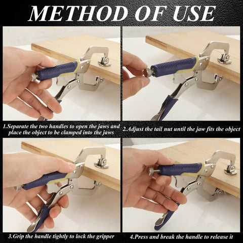 Six Pack 6 Inch Locking C Clamp Pliers Set Heavy Duty Pro Grade Welding Clamps With Adjustable Jaws Built To Last Regular Tip And Swivel Pad For Shop Home Farm Auto Workshop Woodworking Cabinetry And Repairs, showing use on wood
