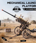 Anti-Aircraft Gun 3D Wood Puzzle For Adults And Teens, mechanical rubber band shooting model on desert battlefield