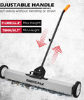 36 Inch Rolling Magnetic Sweeper with adjustable 40 Inch Telescoping Magnetic Pickup Tool for easy metal debris cleanup