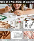 Person using Multipurpose Craft Glue For Jewelry Making And DIY Projects, 15ml 0.5oz, on various craft materials like metal and leather.