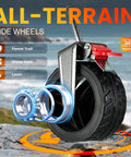 Close-up of all-terrain wheel for Tailgate Design Heavy Duty Collapsible Wagon With All Terrain Wheels For Outdoor Camping Beach And Garden A 300 Lb Capacity Utility Cart For Sports Groceries Tents And Bulk Gear.