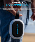 Person holding Portable Bluetooth Speaker Waterproof IP55 With Customizable RGB LED Lights 5W Sound Delivers 8 Plus Hours Playtime For Outdoor Parties Beach Days And Backyard Hangouts by loop handle