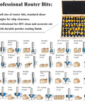 Diagram of 43 Piece Router Bit Set With Half Inch Shank For Panel And Cabinet Doors Woodworking Carbide Groove And Tongue Milling Tools