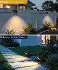 Plug In Outdoor Spotlight Kit 5W Two Pack, 3000K Warm White Landscape Lighting, IP66 Waterproof Round Spotlights mounted and ground