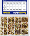 720 Pieces M4 M5 M6 Bolts And Nuts Kit With Hex Screws And Washers Grade 8.8 Alloy Steel Corrosion Resistant in storage box