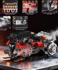 Realistic V12 Engine Model Kit That Runs Visible MOC Car Engine Project For Gearhead Enthusiasts With Motor, Lighting And Exhaust STEM Engineering Toy Set For Adults, display model with smoke and LED lights