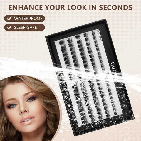 Glue Free Wispy Lash Clusters Kit For DIY Lash Extensions, 100 Pcs Individual Eyelash Clusters, waterproof and sleep-safe.
