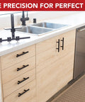 Cabinet Hardware Jig With Patent Pending True Calibration And Laser Engraved Rulers for precise knob and pull placement on cabinets