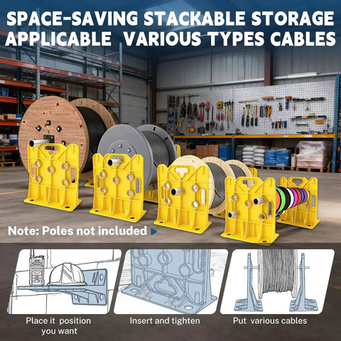 Wire Spool Rack And Heavy Duty Wire Dispenser For Industrial Use, 330 Lb Capacity, Holds 34 Inch Spools, Anti Tip Base