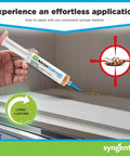 Premium German Cockroach Exterminator Brown Gel Bait Syringe Kit Featuring Four Precision Plungers For Bad Bug Banishment And Effective No Sweat Cleanup in use applying bait.