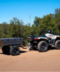 Heavy Duty Poly Utility Trailer With Steel Frame And Poly Bucket, 1100 Lb Payload, 3.85 X 5.35 Ft ATV Tow Trailer in outdoor setting