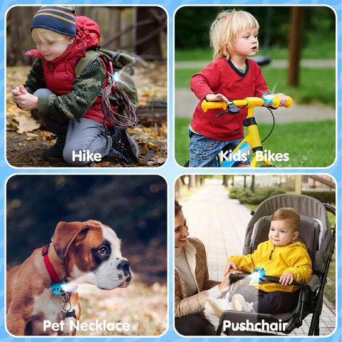 Two Pack Kids Bike Lights For Scooters And Bicycles Waterproof LED Lights With Three Modes Easy Silicone Mount on kids gear and pets