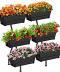 Three Tier Vertical Garden Planter With Six Boxes, 31 Inch Tall Raised Garden Bed For Herbs, Flowers, And Veggies