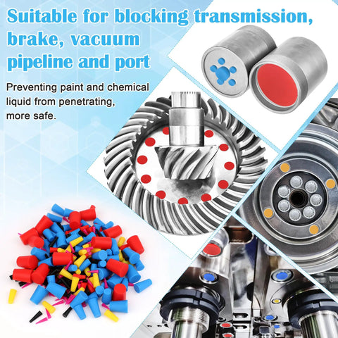 Pro Grade 360 Piece Silicone Rubber Tapered Plugs Set in eight sizes for hole sealing in various mechanical parts.