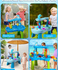 Dolphin Water Table Pump With Magnetic Base No Drill 3 Hour Runtime Rechargeable Continuous Flow Outdoor Water Play Toy