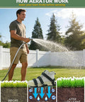 Man watering lawn thumbnail showing Easy Gripping Lawn Aerator Shoes With Dual Straps No Installation Required One Size Fits All