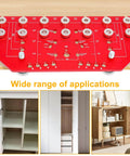 2 In 1 Shelf Pin And Hinge Jig With Self Contained Clamping For Concealed Cabinet Hardware shown with application examples