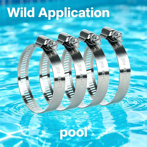 Heavy Duty 10 Pack Of Stainless Steel Worm Gear Hose Clamps Assortment Kit For Radiator Fuel Line Auto Plumbing And Home Fixes With Smooth Edge Protection That Stands Tough Against Rust Water Or Oil. 304 stainless steel clamps for pool use
