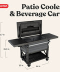 89.8 Qt Portable Outdoor Beverage Cooler Cart With Swivel Wheels Folding Top Lid Shelves And Built-In Bottle Opener In Graphite