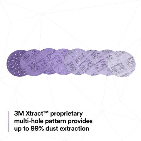 Xtract Cubitron II Hookit Clean Sanding Film Disc 775L 5 Inch 15 Piece Multi Pack with Pro Dust Extraction on display