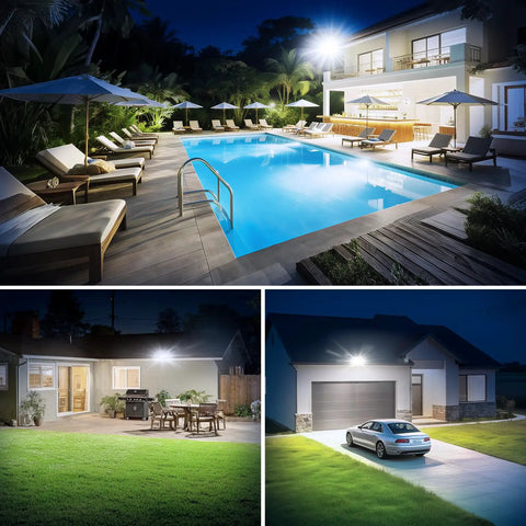 Freakin Bright 4 Head LED Flood Light With Switch Control 90W Heavy Duty Outdoor Security Spotlight IP66 Waterproof Garage And Patio Illumination 10000 Lumens Crisp Daylight White