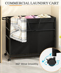 No Fuss Roll Around Trash Cart, 51.5 Gallon Commercial Waste Bin with Twin Lockable Wheels in a laundry room setting.