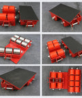 No Sweat Heavy Duty Machinery Mover With 5000 Pound Capacity And Rugged Steel Frame Plus Smooth Swivel Casters For Hassle Free Factory Equipment Hauling On Any Site, showcasing red rollers and steel platform.