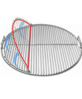 EasySpin 304 Stainless Steel Charcoal Grill Cooking Grate For 22 Inch Kettles With Large Hinged Opening Great For Two Zone Grillin Replacement Grate Compatible With Weber And Other Grills, angled view