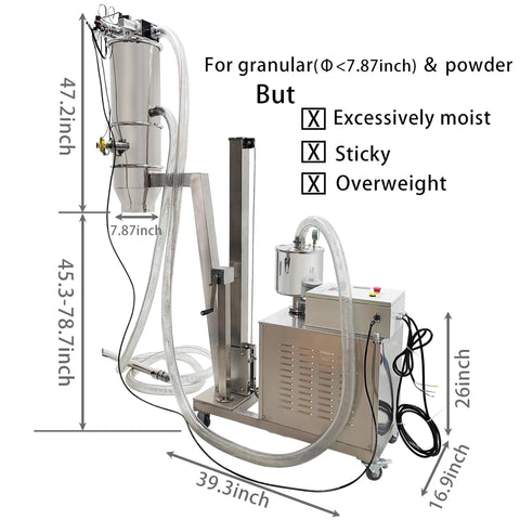 Industrial Grade Pneumatic Vacuum Conveyor And Feeder Loader Stainless Steel Dust Free Design for granular and powder materials.