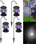4 Pack Outdoor Solar Bug Zappers LED Waterproof 2 In 1 Hanging Mosquito Killer Cordless Garden Fly Insect Light For Backyard Patio Farm And Outdoor Spaces
